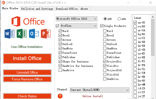 Office部署工具----Office 2013-2019 C2R Install 7.0.8 正式版+单文件版-第2张图片-酷库资源网